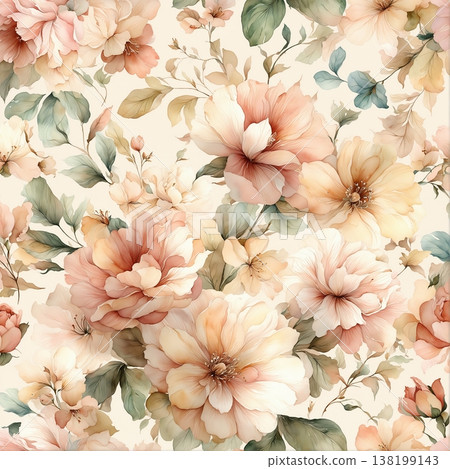 abstract pattern of flower and leaves 138199143