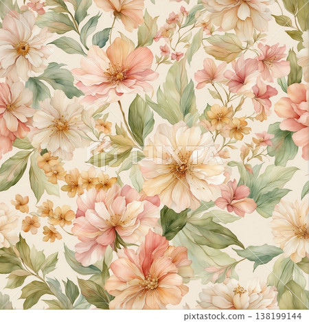 abstract pattern of flower and leaves 138199144
