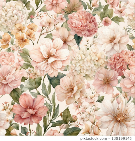 abstract pattern of flower and leaves 138199145