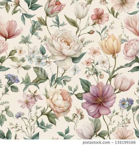 abstract pattern of flower and leaves abstract pattern of flower and leaves 138199166