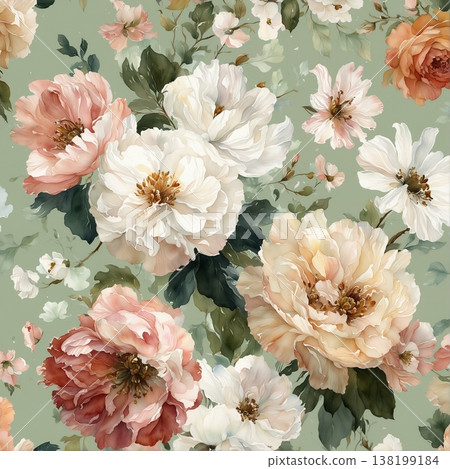 abstract pattern of flower and leaves 138199184