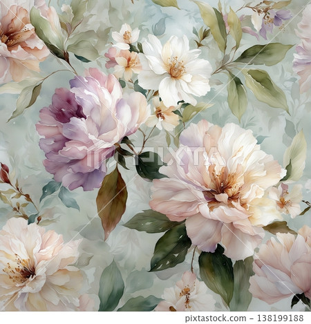 abstract pattern of flower and leaves 138199188