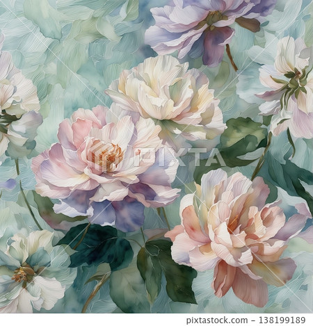 abstract pattern of flower and leaves 138199189