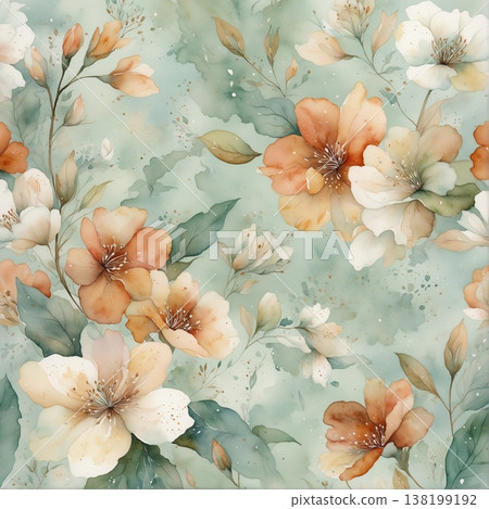 abstract pattern of flower and leaves abstract pattern of flower and leaves 138199192
