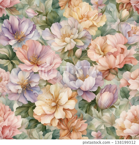 floral pattern with roses and wildflowers floral pattern with roses and wildflowers 138199312