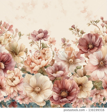 floral pattern with roses and wildflowers floral pattern with roses and wildflowers 138199316