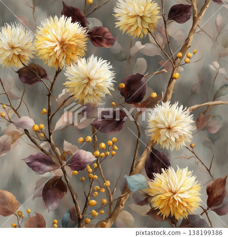 floral pattern with roses and wildflowers floral pattern with roses and wildflowers 138199386