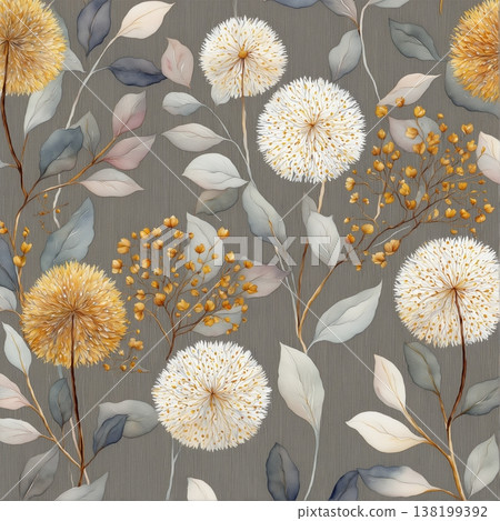 floral pattern with roses and wildflowers 138199392