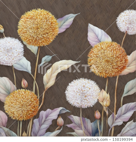floral pattern with roses and wildflowers 138199394