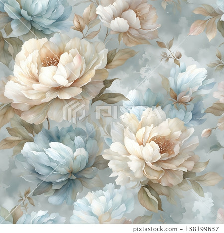 watercolor painting of leaf and flowers pattern watercolor painting of leaf and flowers pattern 138199637