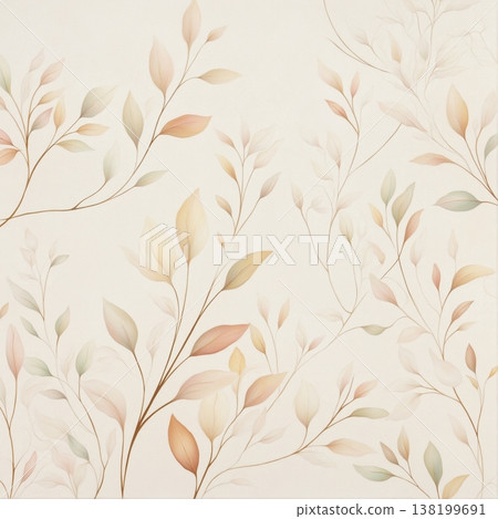 watercolor painting of leaf and flowers pattern watercolor painting of leaf and flowers pattern 138199691