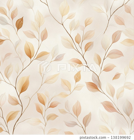 watercolor painting of leaf and flowers pattern watercolor painting of leaf and flowers pattern 138199692
