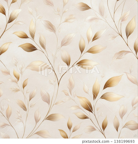 watercolor painting of leaf and flowers pattern 138199693