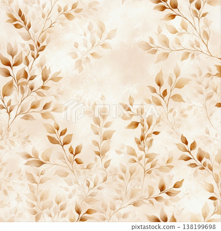watercolor painting of leaf and flowers pattern 138199698