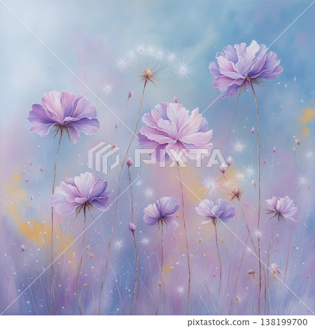 watercolor painting of leaf and flowers pattern 138199700