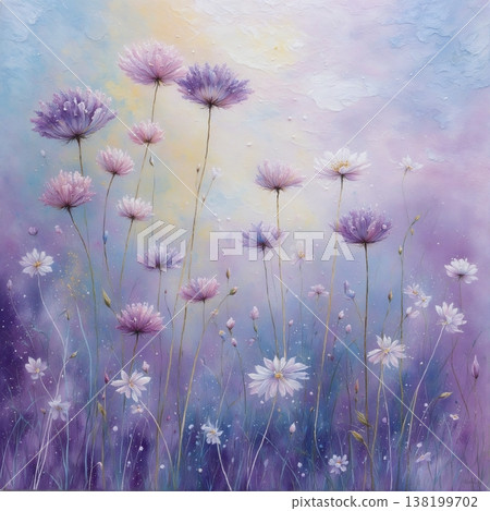 watercolor painting of leaf and flowers pattern 138199702