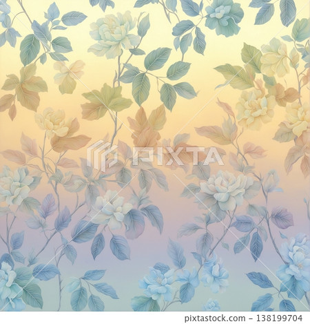 watercolor painting of leaf and flowers pattern watercolor painting of leaf and flowers pattern 138199704