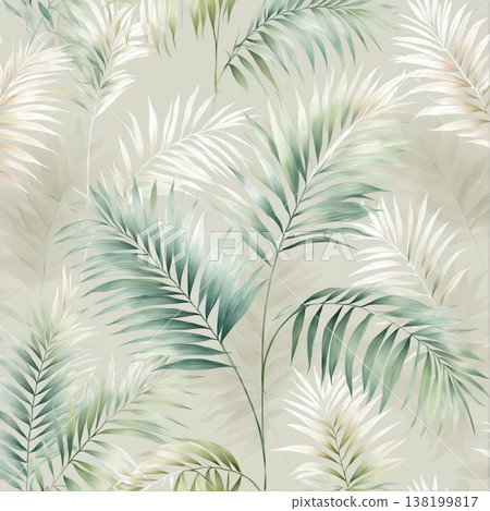 watercolor painting of leaf and flowers pattern 138199817