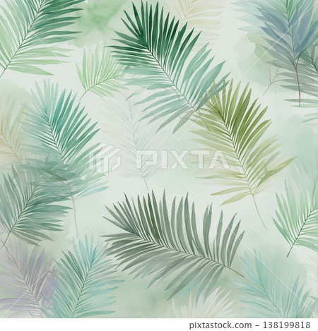 watercolor painting of leaf and flowers pattern watercolor painting of leaf and flowers pattern 138199818