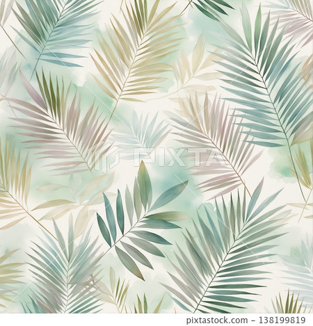 watercolor painting of leaf and flowers pattern watercolor painting of leaf and flowers pattern 138199819