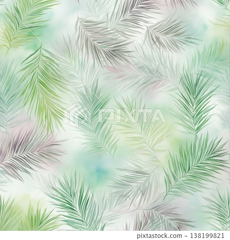 watercolor painting of leaf and flowers pattern 138199821