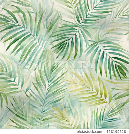 watercolor painting of leaf and flowers pattern watercolor painting of leaf and flowers pattern 138199828