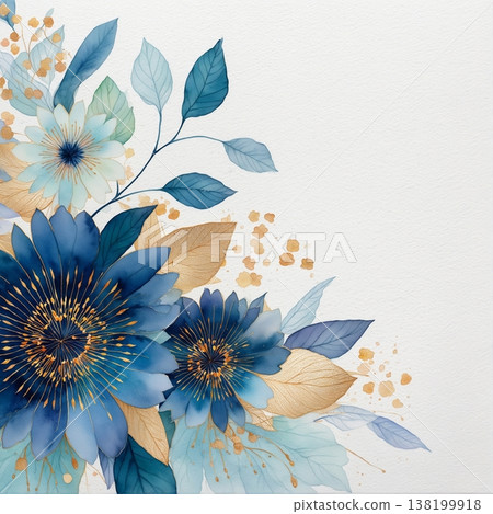 watercolor painting of leaf and flowers pattern watercolor painting of leaf and flowers pattern 138199918