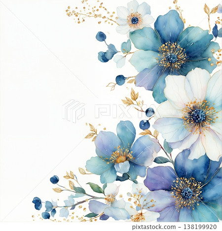 watercolor painting of leaf and flowers pattern watercolor painting of leaf and flowers pattern 138199920