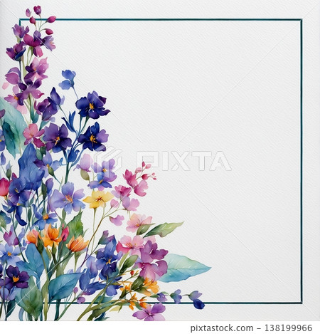 watercolor painting of leaf and flower pattern watercolor painting of leaf and flower pattern 138199966