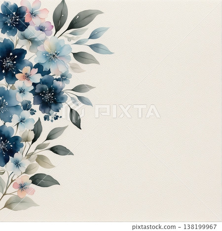 watercolor painting of leaf and flower pattern 138199967