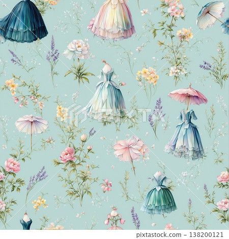 watercolor painting of leaf and flowers pattern watercolor painting of leaf and flowers pattern 138200121