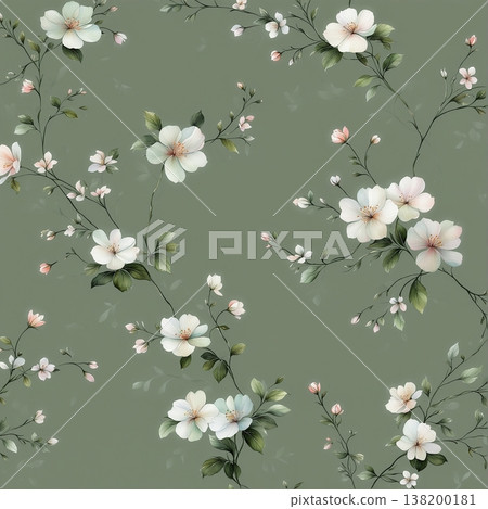 watercolor painting of leaf and flowers pattern watercolor painting of leaf and flowers pattern 138200181