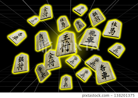 Shogi image (piece image/3DCG) black background 138201375