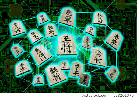 Shogi image (piece image/3DCG) black background Shogi image (piece image/3DCG) black background 138201376