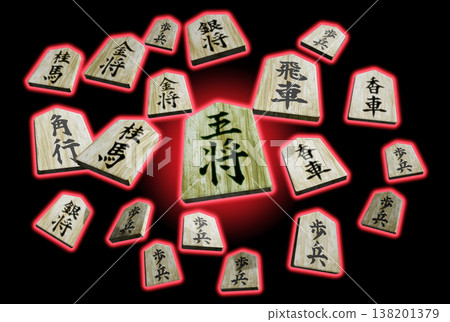 Shogi image (piece image/3DCG) black background 138201379