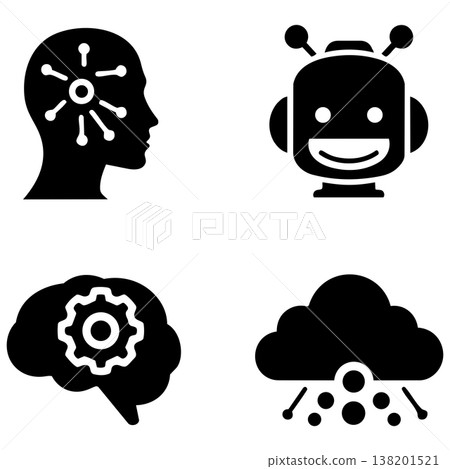 Artificial intelligence and machine learning concept icons representing innovation and digital transformation Artificial intelligence and machine learning concept icons representing innovation and digital transformation 138201521