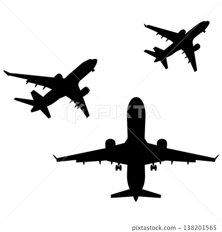 Commercial airplanes in flight, aerial view, transportation and travel concept Commercial airplanes in flight, aerial view, transportation and travel concept 138201565