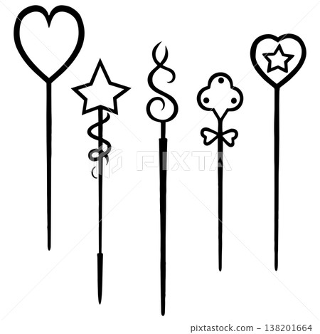 Set of black simple cake toppers for decoration vector illustration graphic design elements 138201664