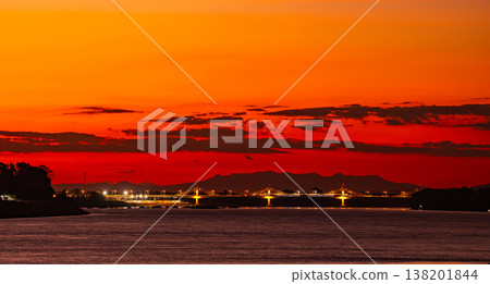 Golden Sunset Over Tranquil River Bridge Golden Sunset Over Tranquil River Bridge 138201844