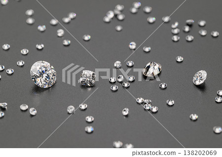Close-up of various sizes of diamonds on black background Close-up of various sizes of diamonds on black background 138202069