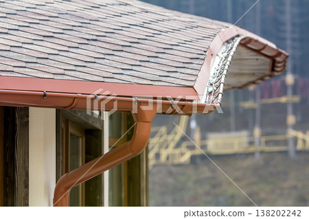 Detail image of new roof with gutter rain system Detail image of new roof with gutter rain system 138202242