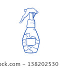 Hand drawn vector doodle illustration of spray bottle filled with cleaning solution. Perfect for packaging, product design, blogs, eco friendly cleaning instructions and sanitation related content. 138202530