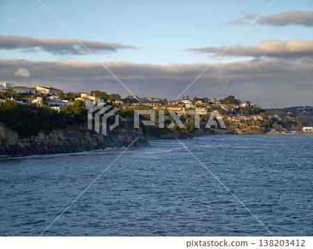 Bright seaside retreats, Sunny luxury residences overlooking calm water surrounded by vibrant nature Bright seaside retreats, Sunny luxury residences overlooking calm water surrounded by vibrant nature 138203412