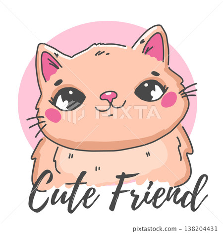 Cute Cat vector illustration. Sketch style kitten for prints design Cute Cat vector illustration. Sketch style kitten for prints design 138204431