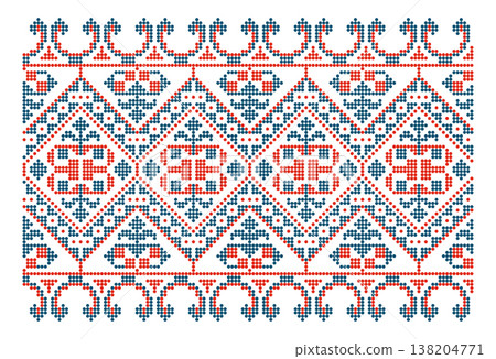 Ukrainian Beaded Tree of Life Horn Border Red Blue 138204771
