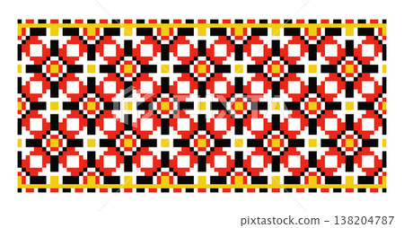 Lviv Pixel Grid Folk Embroidery Repeated Pattern Lviv Pixel Grid Folk Embroidery Repeated Pattern 138204787