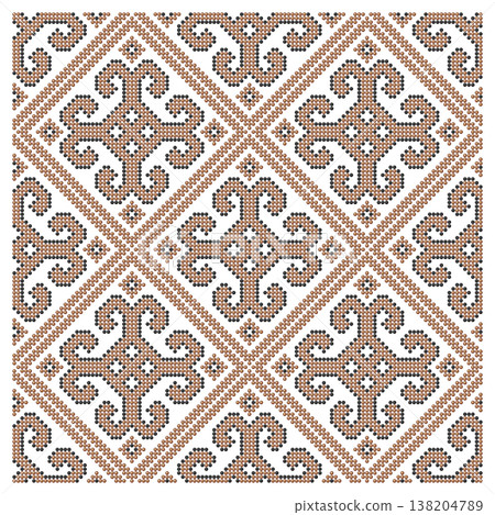 Ukrainian Beaded Bronze Rhombic Cross Pattern Ukrainian Beaded Bronze Rhombic Cross Pattern 138204789