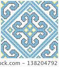 Ukrainian Blue Yellow Cross Ethnic Swatch Pattern 138204792