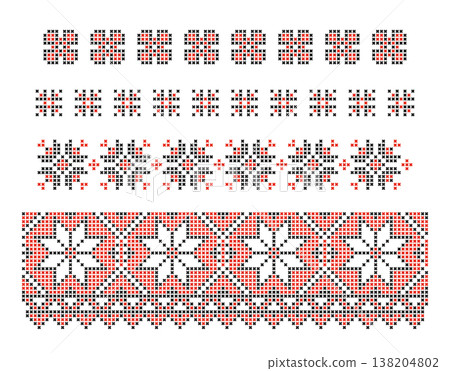 Ukrainian Cross-Stitch Star Ethnic Patterns Set 138204802