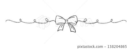 Chalk coquette bow on ribbon. Hand drawn vector illustration isolated on white background for design template wedding, Birthday, Christmas decoration or discount, sale. EPS10 Chalk coquette bow on ribbon. Hand drawn vector illustration isolated on white background for design template wedding, Birthday, Christmas decoration or discount, sale. EPS10 138204865